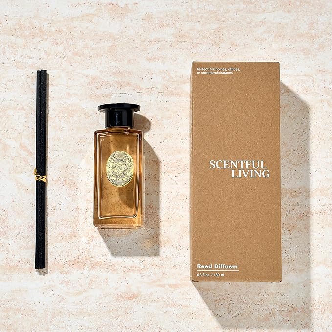 M&SENSE 6.3 oz Large Reed Diffuser Set | Pumpkin Apple Pie Scent Oil Diffuser with Sticks | Hotel Collection Non-Toxic Essential Oil |for Bedroom Bathroom Living Room