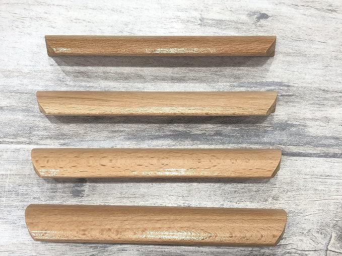 6Pcs 4.84" Wood Solid Furniture Pulls Handles, Painted Smoothly Wooden Handles Cupboard Closet Drawer Handle Pull,Hole Dis.3.78"