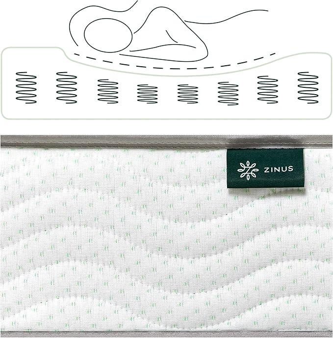 ZINUS 6 Inch Foam and Spring Mattress, Queen, CertiPUR-US Certified Foams, Mattress in A Box, White