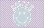 Flagship Carpets Schoolgirl Style Smiley on Lavender Checkerboard Educational Area Rug for Kids Room Seating Décor, Children's Classroom, Play Carpet for Teaching and Playroom, 7'6" x 12', Purple