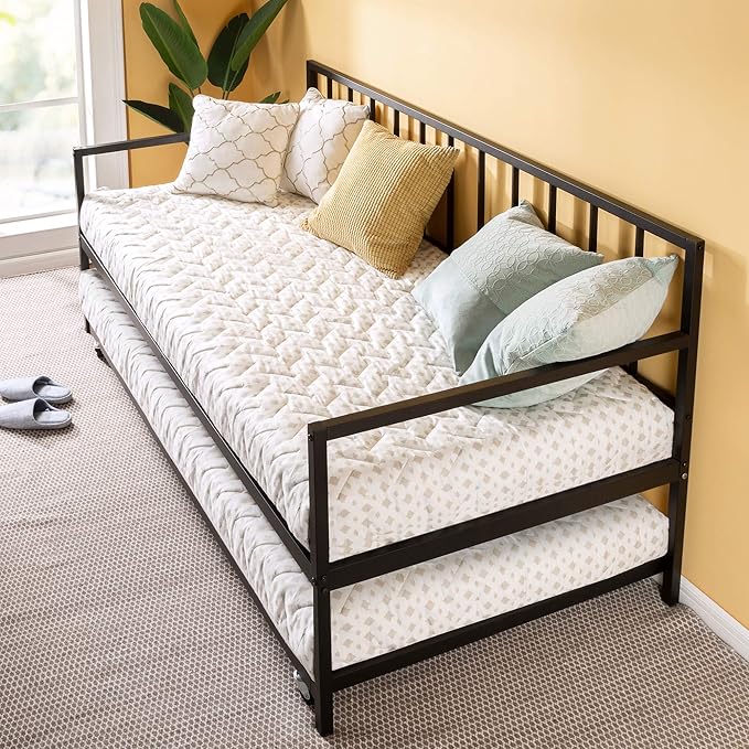 ZINUS Eden Metal Daybed with Trundle, Mattress Foundation with Steel Slat Support, Easy Assembly, Twin