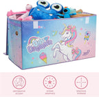 Idea Nuova JoJo Siwa Unicorn Bow Day Dreamer Collapsible Children’s Storage Trunk, Durable with Soft Lid, 28.5"x14.5"x16"