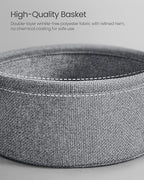 VASAGLE LILEA Collection - Small Round Side End Table, Modern Nightstand with Fabric Basket, Ebony Black and Slate Gray ULET223B01
