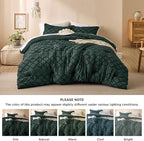 Bedsure Twin Comforter Set - Forest Green Comforter, Boho Tufted Shabby Chic Bedding for Kids, 2 Pieces Vintage Farmhouse Bed Set for All Seasons, Fluffy Soft Bedding with 1 Pillow Sham