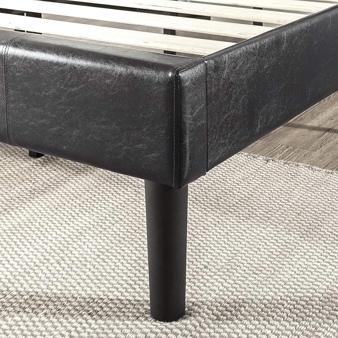 ZINUS Gerard Faux Leather Upholstered Platform Bed Frame, Mattress Foundation, Wood Slat Support, No Box Spring Needed, Easy Assembly, Twin