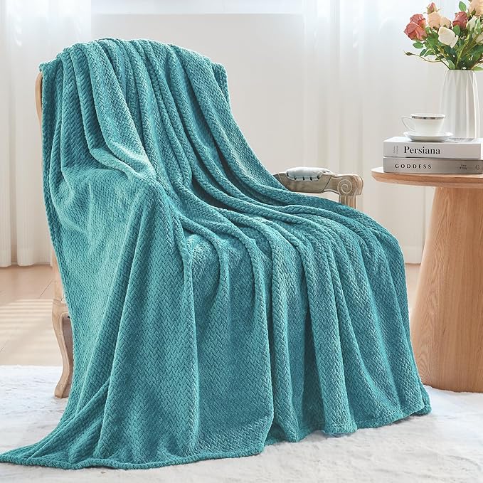 NEWCOSPLAY Super Soft Twin Blanket Dark Blue Premium Silky Flannel Fleece Leaves Pattern Lightweight Bed Blanket All Season Use (Dark Blue, Twin(60"x80"))