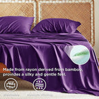 Bedsure Queen Sheet Set, Rayon Derived from Bamboo, Cooling Sheets, Breathable & Soft, Deep Pocket Up to 16 Inches, Hotel Luxury Silky Bedding for Hot Sleepers, Plum