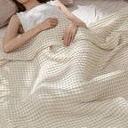 Bedsure Cooling Cotton Waffle Twin XL Blanket - Lightweight Breathable Blanket of Rayon Derived from Bamboo for Hot Sleepers, Light Beige, 66x90 Inches