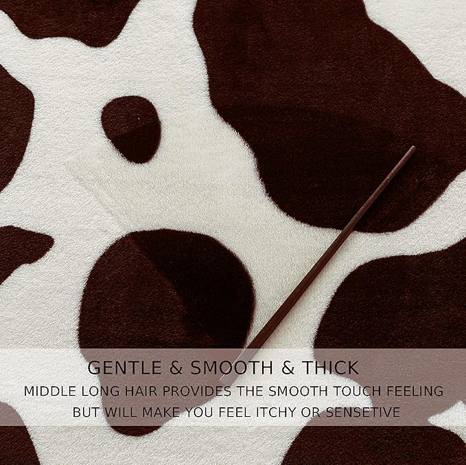 Flannel Cow Print Blanket Twin Size - Premium Lightweight Anti-Static Super Soft Cow Blankets for Twin/Twin XL Extra Long Bed,Winter Warm Cow Print Throw Blanket 66" x 90"(Brown Cow)