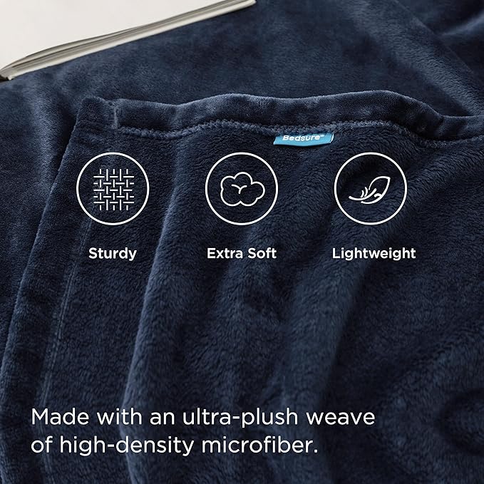 Bedsure GentleSoft Twin XL Fleece Blanket Dorm Bedding - Lightweight Soft Cozy Blankets for Bed, Sofa, Couch, Travel, Camping, Navy, 66"x90"