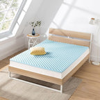 Best Price Mattress 1.5 Inch Egg Crate Memory Foam Mattress Topper, Cooling Gel Infusion, Twin, Dorm Essentials, Blue
