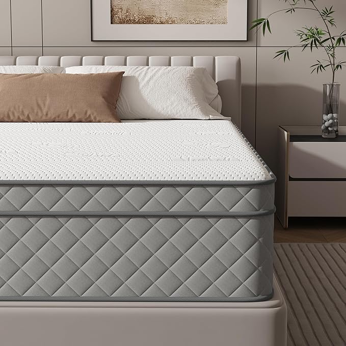 PurrJoys Queen Mattress, 12 Inch Hybrid Queen Size Mattress with Cooling Gel Memory Foam and Pocket Springs, CertiPUR-US Certified, Medium Firm