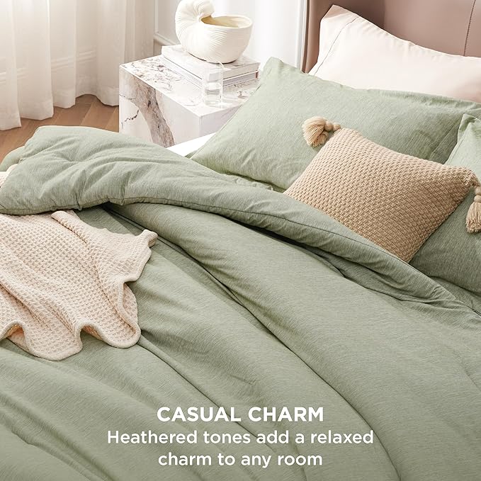 Bedsure California King Comforter Set - Olive Green, 3 Piece Bedding Set, 1 Comforter 104"x96" and 2 Pillow Shams 20"x36"+2"