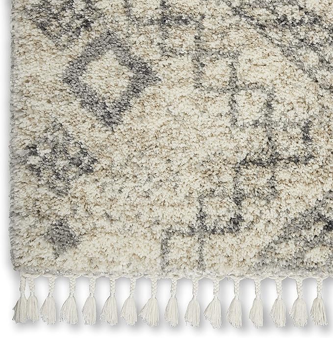 Nourison Home Scandinavian Shag Ivory/Grey 5'3" x 7'9" Area Rug, Easy Clean, Non Shedding, Bed Room, Living Room, Dining Room, Kitchen (5x8)