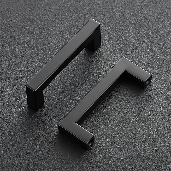 Ravinte 32 Pack 3-1/2 Inch Kitchen Square Cabinet Handles Matte Black Dresser Pulls Black Drawer Pulls Cabinet Hardware Kitchen Handles for Cupboard Drawers