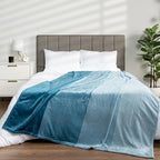 PAVILIA Blue Ombre Fleece Throw Blanket for Couch, Soft Flannel Blanket for Sofa Bed Room, Plush Lightweight Turquoise Light Blue Gradient Blanket, Cozy Microfiber Decorative Gift Throw, 50x60