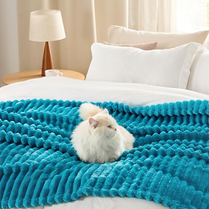 Bedsure GentleSoft Teal Fleece Blanket for Couch - Cozy Soft Blankets for Women, Cute Small Throws for Girls, 108x90 Inches