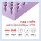 Best Price Mattress 2 Inch Egg Crate Memory Foam Mattress Topper with Soothing Lavender Infusion, CertiPUR-US Certified, Dorm Essentials, Queen