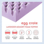 Best Price Mattress 2 Inch Egg Crate Memory Foam Mattress Topper with Soothing Lavender Infusion, CertiPUR-US Certified, Dorm Essentials, King