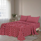 RUVANTI Flannel Sheets Full Size - 100% Cotton Double Brushed Bed Sheets Set, Deep Pockets 16 Inches, All Seasons Breathable & Extra Soft Full Sheets, Warm & Cozy, 4 Piece, Red Christmas