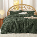 Bedsure King Comforter Set - Olive Green Comforter, Boho Tufted Shabby Chic Bedding for Kids, 3 Pieces Vintage Farmhouse Bed Set for All Seasons, Fluffy Soft Bedding with 2 Pillow Shams