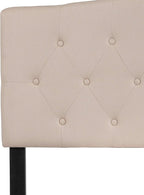 Flash Furniture Cambridge Button Tufted and Diamond Stitched Upholstered Full Size Headboard in Beige Fabric