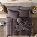 Monbix King Size Comforter Set - 7 Pieces Bed in a Bag King, ltalian Plum Bedding Sets with Comforter, All Seasons Down Alternative Comforter Bed Set with Sheets, Pillowcases & Shams