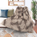 Tuddrom Decorative Extra Soft Faux Fur Blanket Queen Size 80" x 90",Solid Reversible Fuzzy Fluffy Plush Fleece Comfy Microfiber Fur Blanket for Couch Sofa Bed,Tie DyeBrown