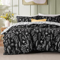 Bedsure Twin/Twin XL Comforter Set - Black Bed Set, 2 Pieces Cute Floral Bedding, 1 Soft Reversible Botanical Flowers Comforter and 1 Pillow Sham