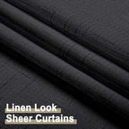 Aiyufeng Kirei Faux Linen Black Sheer Kitchen Valance Curtain 14 Inch Length, Soft Breathable Slub Textured Valance for Small Windows Farmhouse Basement Bedroom, 60X14 Inch, 1 Piece, Black