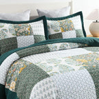 Secgo California King Quilt Size - 100% Cotton Oversized California Comforter Set Bedding Sets (120 * 110 Inch) with 2 Pillow Shams, Patchwork Reversible Lightweight Bedspread