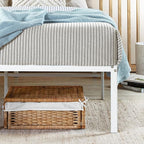 Best Price Mattress 16 Inch Metal Platform Bed Frame, Heavy Duty Steel Slats, White, Queen