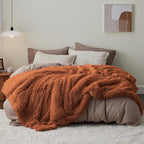 Bedsure GentleSoft Fluffy Burnt Orange King Size Blanket for Bed, Thick Soft Sherpa Faux Fur Fleece Bedding Fuzzy Plush Winter Warm Heavy Large King Blanket, Cozy Orange Gifts for Men Women, 108x90