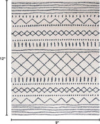 SAFAVIEH Arizona Shag Collection Area Rug - 9' x 12', Ivory & Slate, Moroccan Design, Non-Shedding & Easy Care, 1.6-inch Thick Ideal for High Traffic Areas in Living Room, Bedroom (ASG741M)