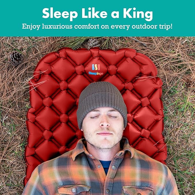 Ultralight Sleeping Mat - Inflatable & Compact Camping Air Mattress for Backpacking, Hiking- New