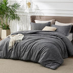 Bedsure Twin/Twin XL Comforter Set - Charcoal Grey Soft Bedding for All Seasons, Cationic Dyed Bed Set, 2 Pieces, 1 Twin Size Comforter (68"x88") and 1 Pillow Sham (20"x26"+2")