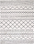 SAFAVIEH Arizona Shag Collection Area Rug - 10' x 14', Ivory & Black, Moroccan Design, Non-Shedding & Easy Care, 1.6-inch Thick Ideal for High Traffic Areas in Living Room, Bedroom (ASG741Z)