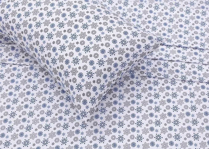 RUVANTI Flannel Sheets Twin Size - 100% Cotton Double Brushed Twin Sheets Set, Deep Pockets 16 Inches, All Seasons Breathable & Extra Soft Bed Sheets, Warm & Cozy, 3 Piece, Snow Flake Grey
