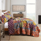 Secgo Queen Comforter Set for Bed - 100% Cotton Quilts Queen Size, Black Bedspreads (90 * 98 Inch) with 2 Pillow Shams, Patchwork Reversible Lightweight Bedding