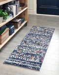 Rugs.com Morocco Collection Rug – 10 Ft Runner Navy Blue High-Pile Rug Perfect for Hallways, Entryways