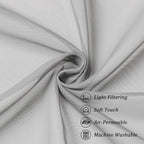 Chyhomenyc Light Grey Sheer Curtains 36 inch Length 2 Panels, Light Filtering Voile Rod Pocket Short Window Curtians for Bathroom Living Room Farmhouse Small Windows, 42Wx36L inches