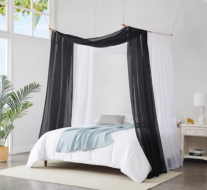 Warm Home Designs 18 Feet Long Sheer Black Window Scarf. These Long Length Valance Window Scarves are 54 X 216 Inches in Size. Great as Bed Canopy or Wedding Arch Draping Fabric. AM Black 216"