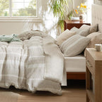 Bedsure Waffle Weave Duvet Cover King - 100% Cotton Boho Duvet Cover with 2 Pillowcases - Linen Color Textured Comforter Cover with Zipper Closure (King, 104"x90")