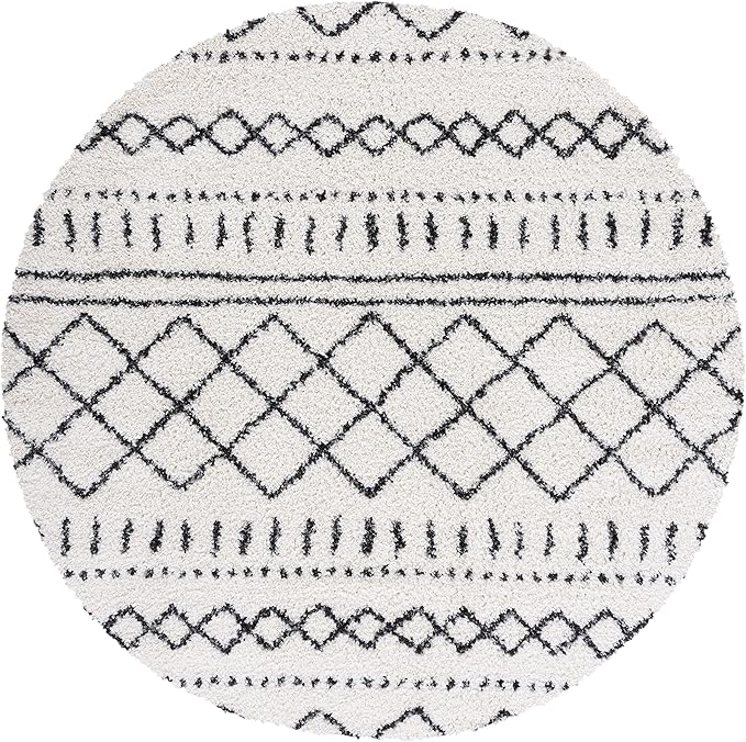 SAFAVIEH Arizona Shag Collection Area Rug - 6' x 8' Oval, Ivory & Black, Non-Shedding & Easy Cleaning, Plush Thick Pile, Ideal for Living Room, Bedroom, Dining Space (ASG741Z)