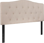 Flash Furniture Cambridge Button Tufted and Diamond Stitched Upholstered Full Size Headboard in Beige Fabric