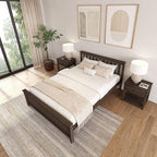 Plank+Beam Solid Wood Queen Bed Frame, Platform Bed with Headboard, Walnut