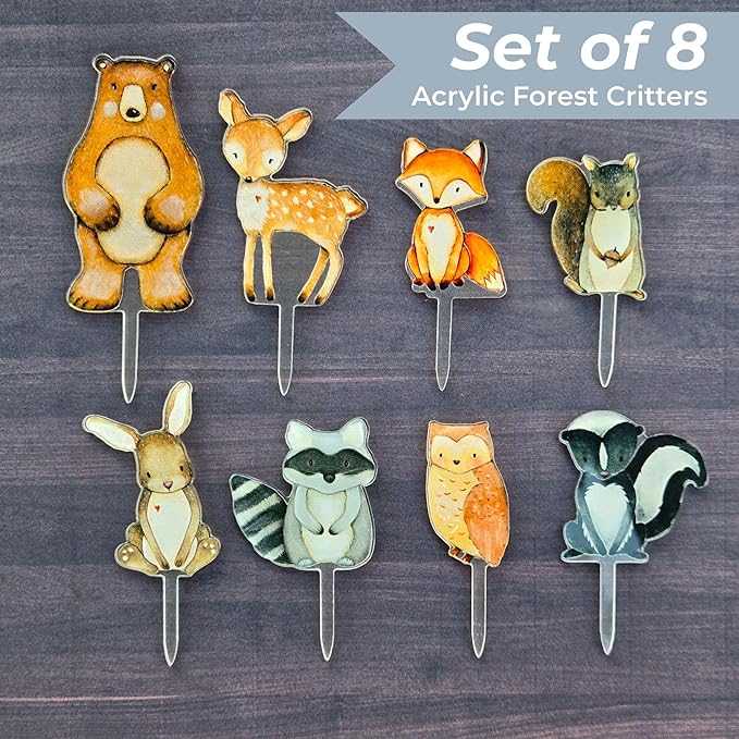 Forest Critters Painted Wooden Animal Cutout Shapes (3 Cupcake Sets (bundle of 24))