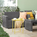 VECELO Side/End Table, Folding Round Metal Anti-Rust and Waterproof Outdoor or Indoor Tray for Living Room Bedroom Balcony and Office, 2 PCS, Yellow