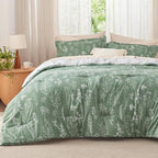 Bedsure Full Comforter Set - Green Bed Set, 3 Pieces Cute Floral Bedding, 1 Soft Reversible Botanical Flowers Comforter and 2 Pillow Shams