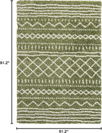 SAFAVIEH Arizona Shag Collection Area Rug - 5'1" x 7'6", Green & Ivory, Moroccan Design, Non-Shedding & Easy Care, 1.6-inch Thick Ideal for High Traffic Areas in Living Room, Bedroom (ASG741X)